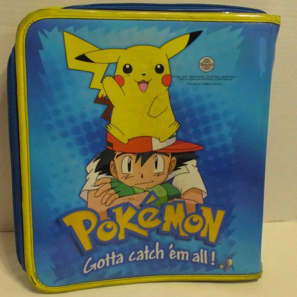 Nintendo Pokemon Large 12x9x4 Yellow Blue White Vintage 2000 Zip Paper Keeper
